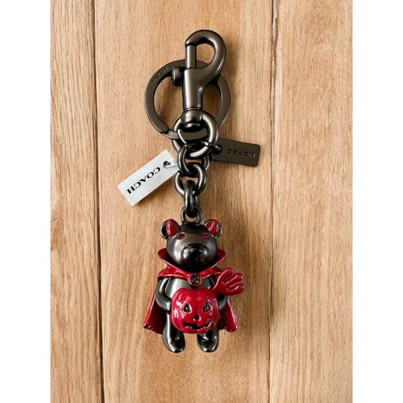 NWT Coach CW482 Limited Edition Halloween Devil Bear Bag Charm Keychain - Picture 2 of 5